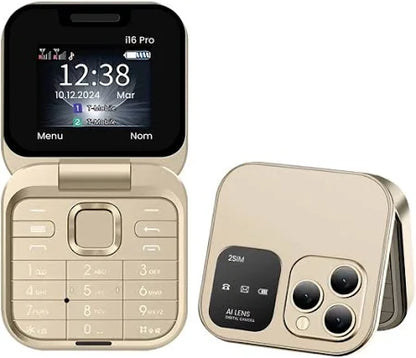 Teléfono plegable con doble pantalla  i16 Pro oro